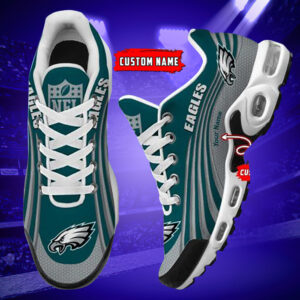 Philadelphia Eagles Personalized Name Team Colors Wave Lines Air Max Shoes Air Cushion Sneakers