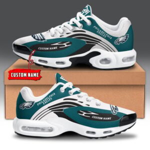 Philadelphia Eagles Personalized Name Team Logo Mix Colors Wave Line Air Max Shoes Air Cushion Sneakers