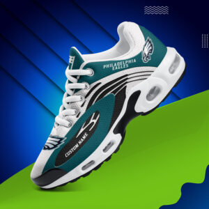 Philadelphia Eagles Personalized Name Team Logo Mix Colors Wave Line Air Max Shoes Air Cushion Sneakers