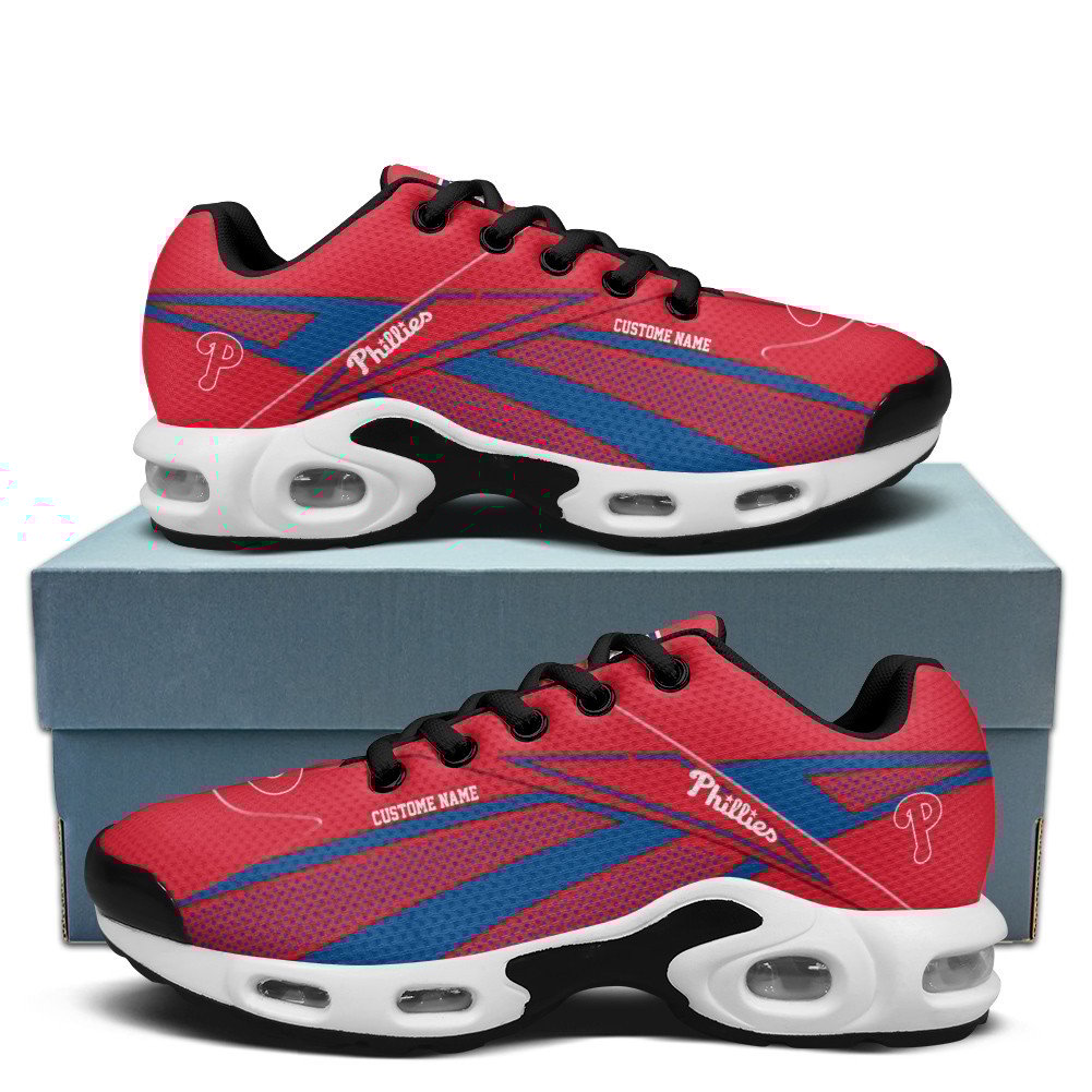 Philadelphia Phillies Personalized Name Team Colors Supersonic Line Pattern Air Max Shoes Air Cushion Sneakers 1 Philadelphia Phillies Personalized Name Team Colors Supersonic Line Pattern Air Max Shoes Air Cushion Sneakers