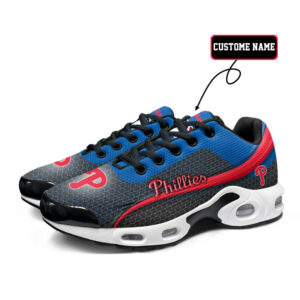 Philadelphia Phillies Personalized Name Team Colors Wave Line Beehive Pattern Air Max Shoes Air Cushion Sneakers