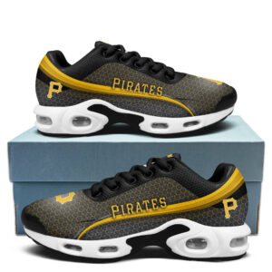 Pittsburgh Pirates Personalized Name Team Colors Wave Line Beehive Pattern Shoes Air Cushion Sneakers