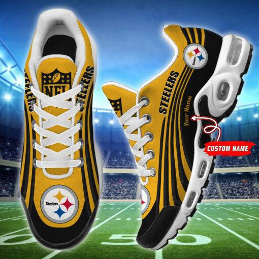 Pittsburgh Steelers Personalized Name Team Colors Wave Lines Shoes Air Cushion Sneakers 1 Pittsburgh Steelers Personalized Name Team Colors Wave Lines Shoes Air Cushion Sneakers