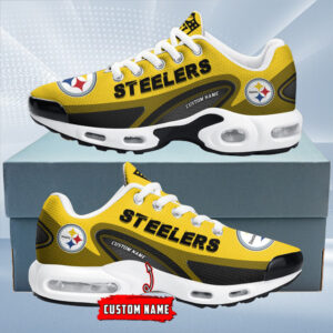 Pittsburgh Steelers Personalized Name Team Logo Mix Colors Oval Line Air Max Shoes Air Cushion Sneakers