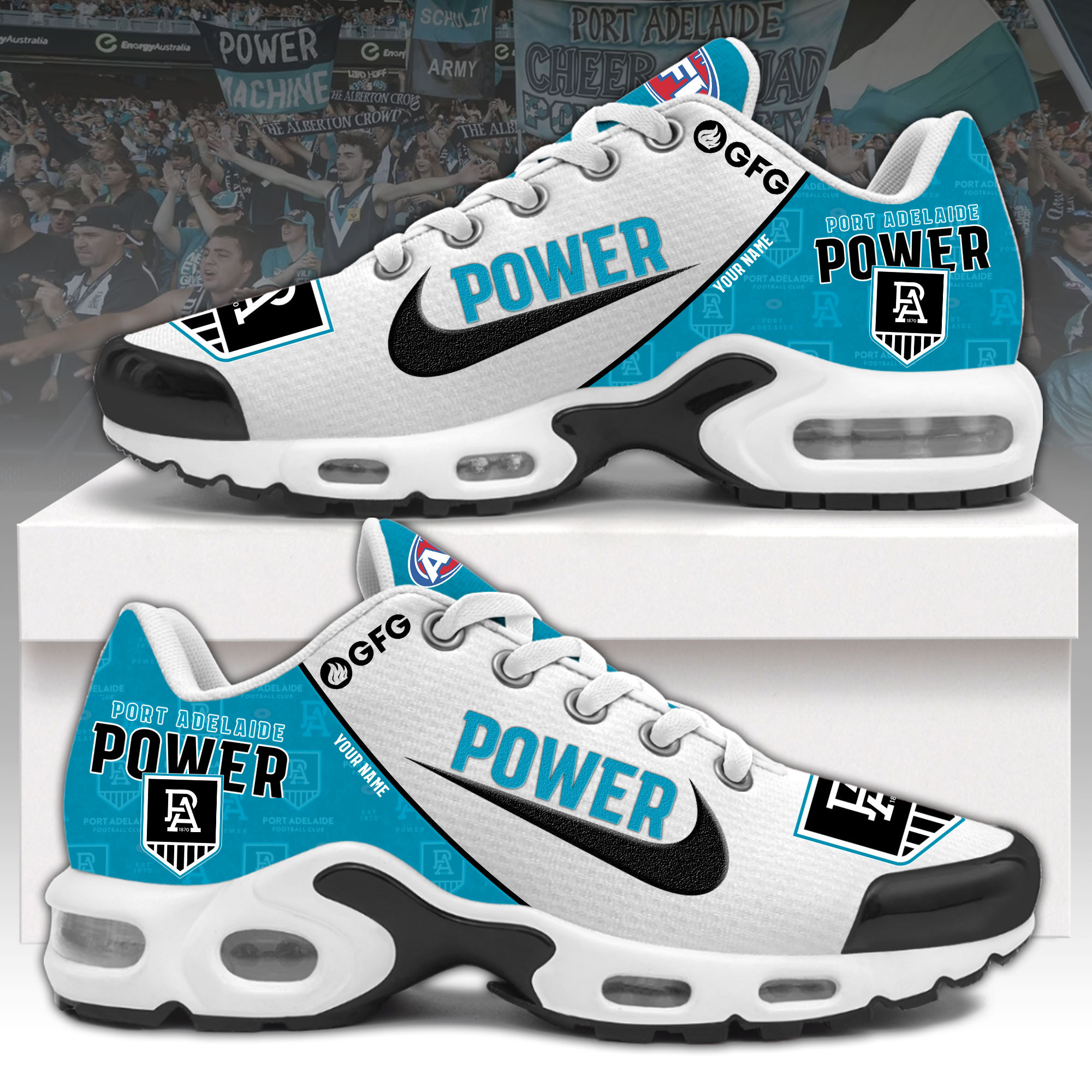 Port Adelaide Power Air Max Plus Shoes Sneakers For Men And Women 1 Port Adelaide Power Air Max Plus Shoes Sneakers For Men And Women