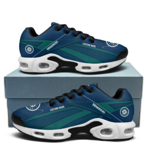 Seattle Mariners Personalized Name Team Colors Supersonic Line Pattern Shoes Air Cushion Sneakers