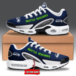 Seattle Seahawks Personalized Name Team Logo Mix Colors Oval Line Shoes Air Cushion Sneakers