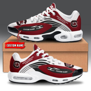 South Carolina Gamecocks Personalized Name Team Logo Mix Colors Wave Line Shoes Air Cushion Sneakers