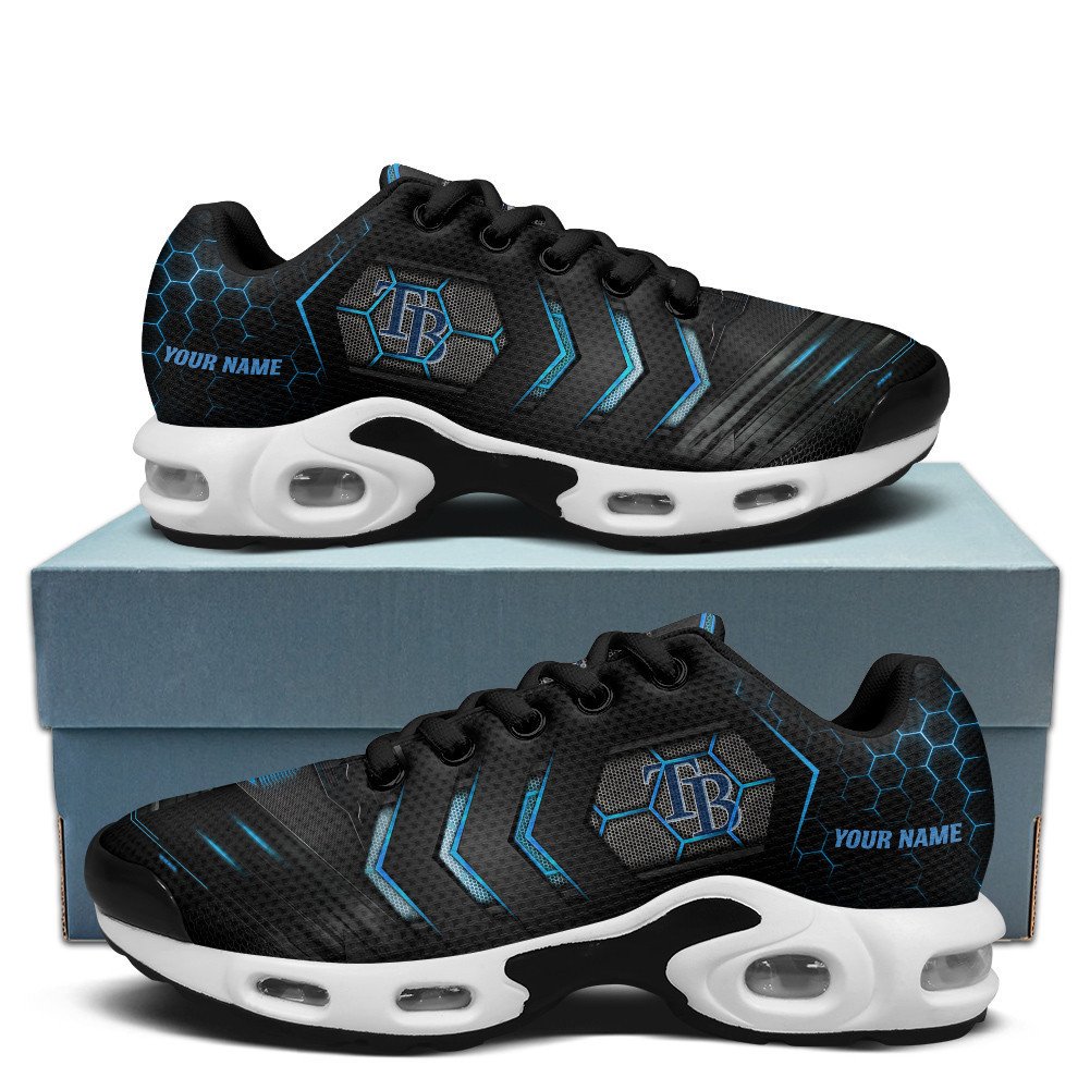 Tampa Bay Rays Personalized Name Team Colors Arrow Line Beehive Pattern Shoes Air Cushion Sneakers 1 Tampa Bay Rays Personalized Name Team Colors Arrow Line Beehive Pattern Shoes Air Cushion Sneakers