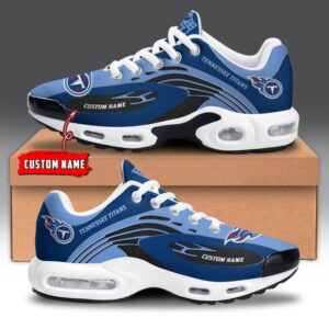 Tennessee Titans Personalized Name Team Logo Mix Colors Wave Line Air Max Shoes Air Cushion Sneakers
