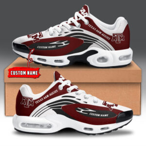 Texas A&m Aggies Personalized Name Team Logo Mix Colors Wave Line Shoes Air Cushion Sneakers