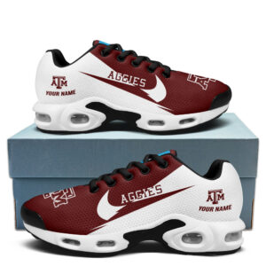 Texas A&m Aggies Personalized Name Team Logo Wings Of God Pattern Air Max Shoes Air Cushion Sneakers