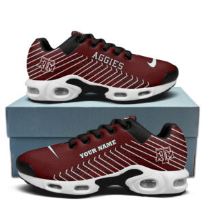 Texas A&m Personalized Name Team Colors Jagged Lines Shoes Air Cushion Sneakers