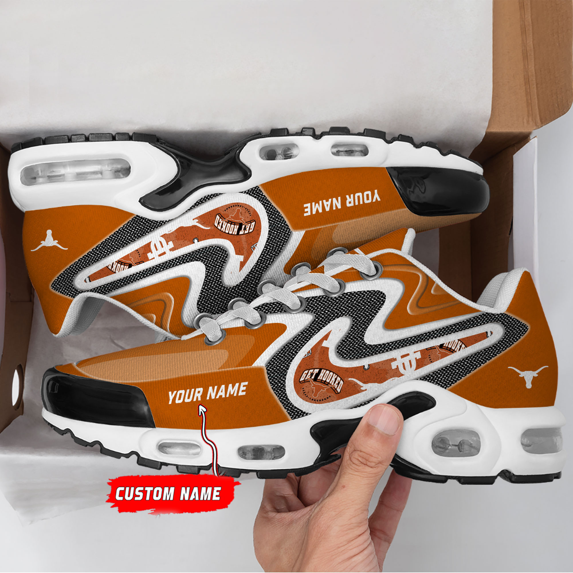 Texas Longhorns Personalized Name Team Checkmark Logo Mix Colors Stitch Line Shoes Air Cushion Sneakers 1 Texas Longhorns Personalized Name Team Checkmark Logo Mix Colors Stitch Line Shoes Air Cushion Sneakers