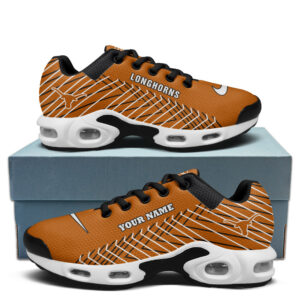 Texas Longhorns Personalized Name Team Colors Jagged Lines Air Max Shoes Air Cushion Sneakers