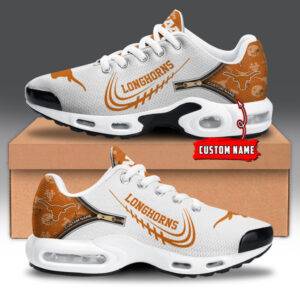Texas Longhorns Personalized Name Team Logo Mix Colors Zipped Line Air Max Shoes Air Cushion Sneakers