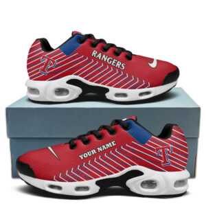 Texas Rangers Personalized Name Team Colors Jagged Lines Shoes Air Cushion Sneakers