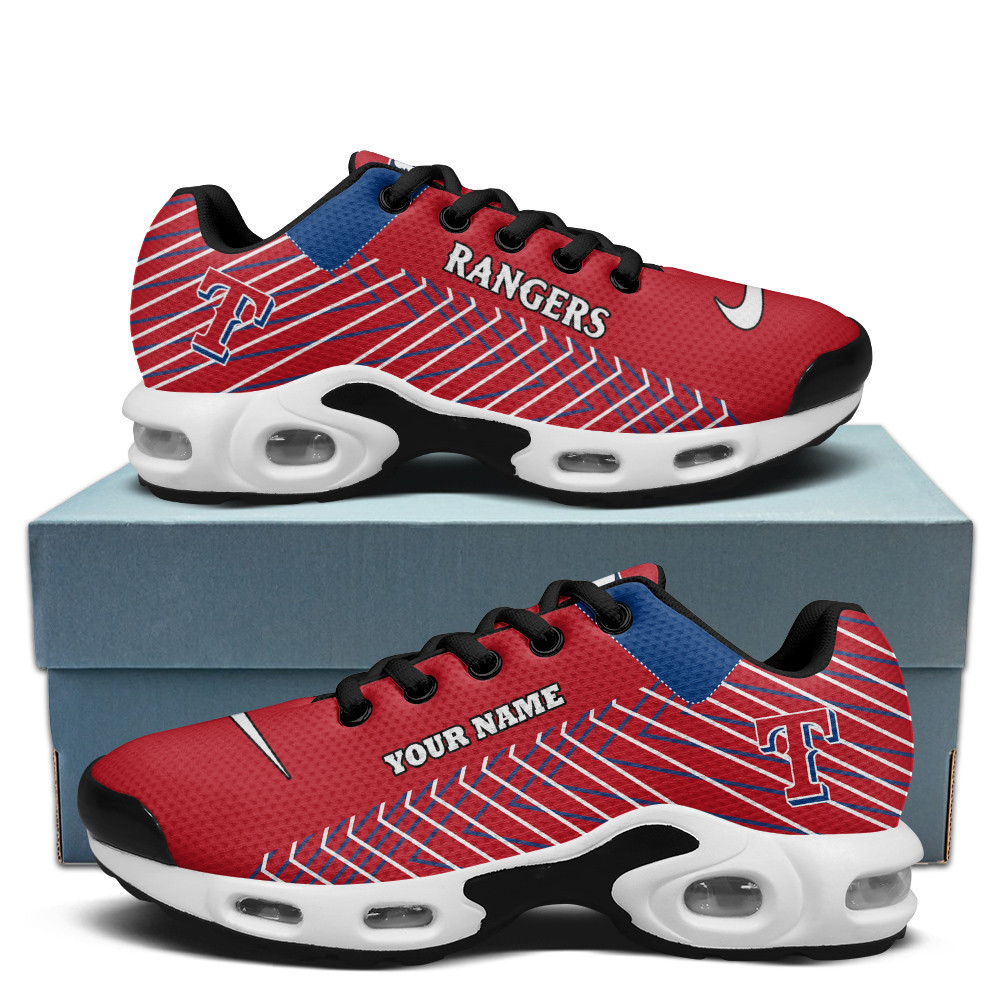 Texas Rangers Personalized Name Team Colors Jagged Lines Shoes Air Cushion Sneakers 1 Texas Rangers Personalized Name Team Colors Jagged Lines Shoes Air Cushion Sneakers