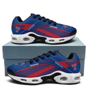 Texas Rangers Personalized Name Team Colors Supersonic Line Pattern Air Max Shoes Air Cushion Sneakers