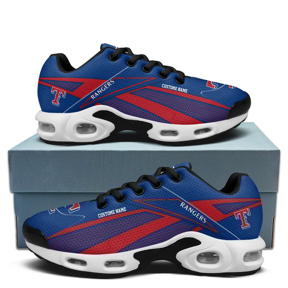 Texas Rangers Personalized Name Team Colors Supersonic Line Pattern Air Max Shoes Air Cushion Sneakers 1 Texas Rangers Personalized Name Team Colors Supersonic Line Pattern Air Max Shoes Air Cushion Sneakers