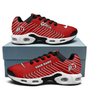 Utah Utes Personalized Name Team Colors Jagged Lines Air Max Shoes Air Cushion Sneakers
