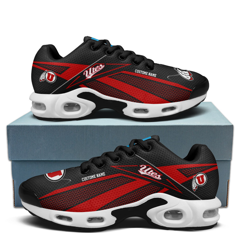 Utah Utes Personalized Name Team Colors Supersonic Line Pattern Shoes Air Cushion Sneakers 1 Utah Utes Personalized Name Team Colors Supersonic Line Pattern Shoes Air Cushion Sneakers