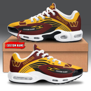 Washington Commanders Personalized Name Team Logo Mix Colors Wave Line Shoes Air Cushion Sneakers