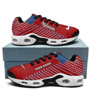 Washington Nationals Personalized Name Team Colors Jagged Lines Shoes Air Cushion Sneakers