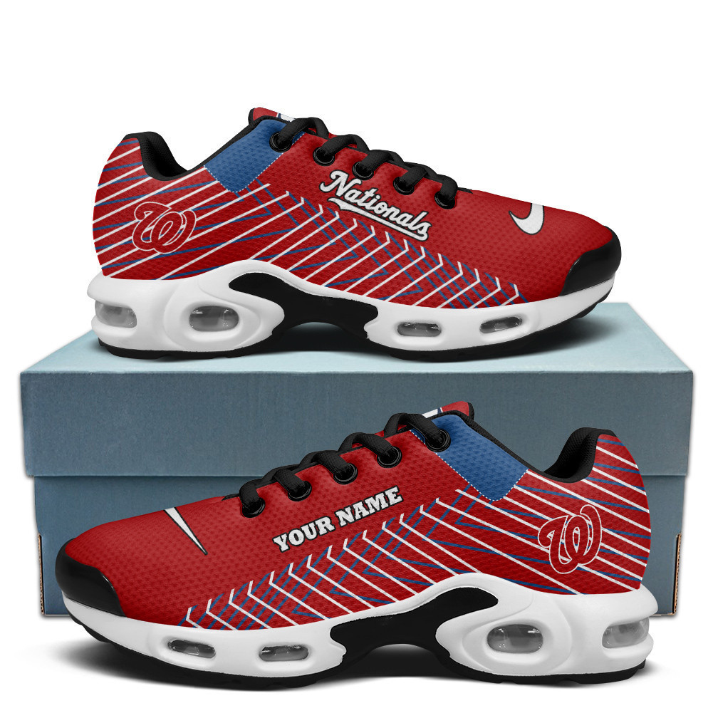 Washington Nationals Personalized Name Team Colors Jagged Lines Shoes Air Cushion Sneakers 1 Washington Nationals Personalized Name Team Colors Jagged Lines Shoes Air Cushion Sneakers