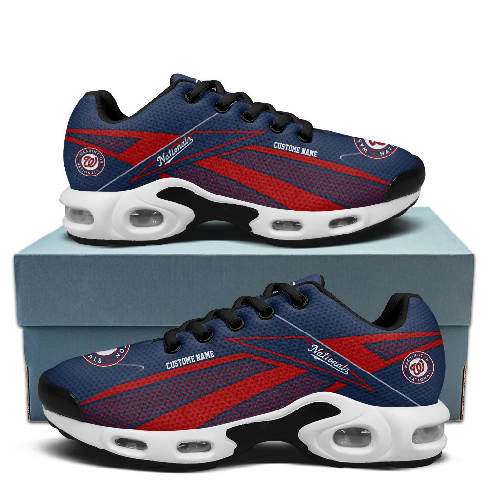Washington Nationals Personalized Name Team Colors Supersonic Line Pattern Air Max Shoes Air Cushion Sneakers 1 Washington Nationals Personalized Name Team Colors Supersonic Line Pattern Air Max Shoes Air Cushion Sneakers