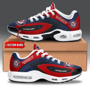 Washington Nationals Personalized Name Team Logo Mix Colors Star Line Shoes Air Cushion Sneakers
