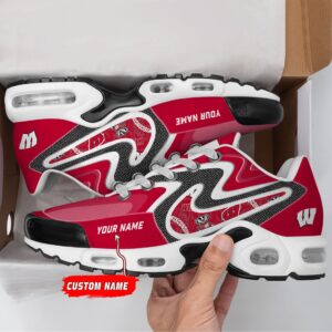 Wisconsin Badgers Personalized Name Team Checkmark Logo Mix Colors Stitch Line Shoes Air Cushion Sneakers