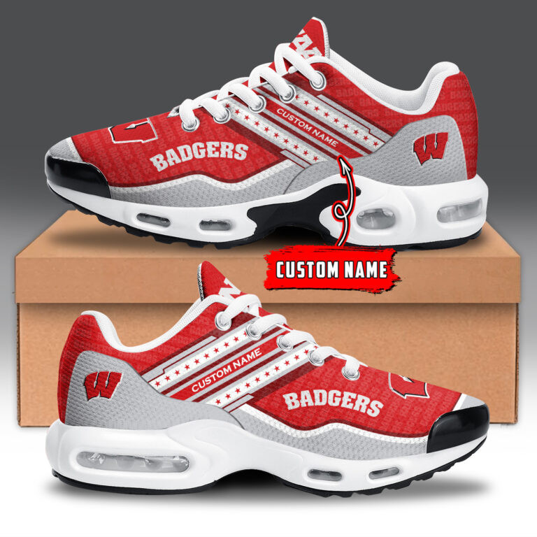 Wisconsin Badgers Personalized Name Team Logo Mix Colors Star Line Air Max Shoes Air Cushion Sneakers 1 Wisconsin Badgers Personalized Name Team Logo Mix Colors Star Line Air Max Shoes Air Cushion Sneakers