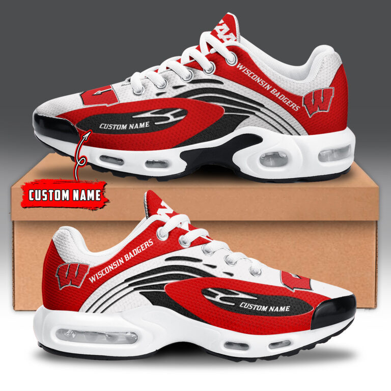 Wisconsin Badgers Personalized Name Team Logo Mix Colors Wave Line Air Max Shoes Air Cushion Sneakers 1 Wisconsin Badgers Personalized Name Team Logo Mix Colors Wave Line Air Max Shoes Air Cushion Sneakers