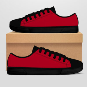 Black Low Top Shoes (Red)