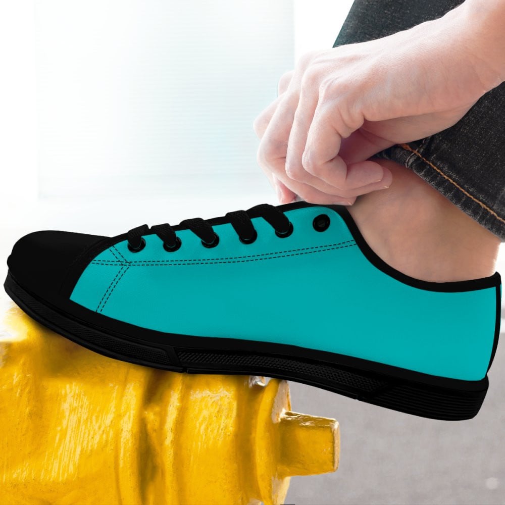 Black Low Top Shoes (Cyan) 2 Black Low Top Shoes (Cyan) - Image 2