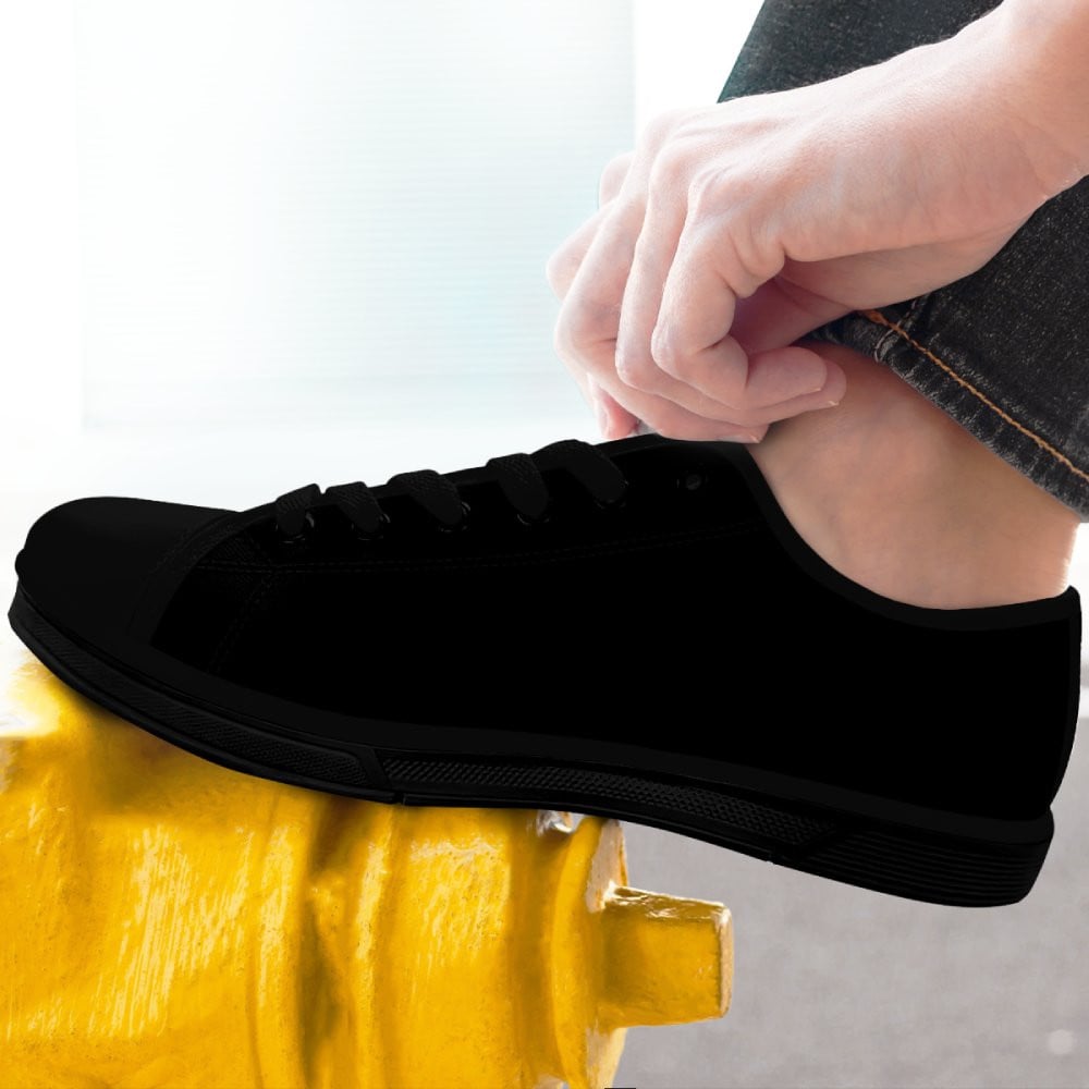 Black Low Top Shoes (Black) 2 Black Low Top Shoes (Black) - Image 2