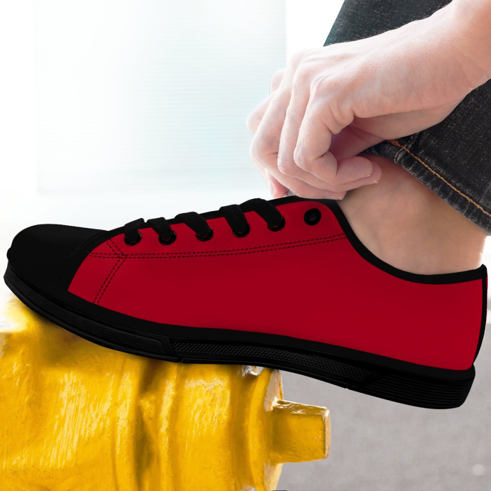 Black Low Top Shoes (Red) 2 Black Low Top Shoes (Red) - Image 2