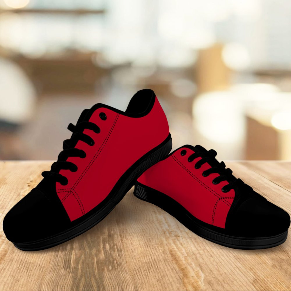 Black Low Top Shoes (Red) 3 Black Low Top Shoes (Red) - Image 3