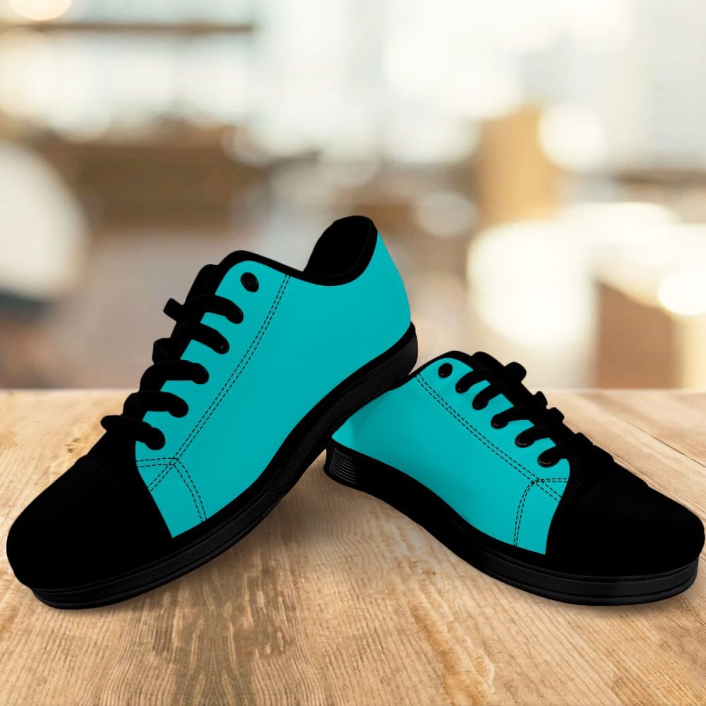 Black Low Top Shoes (Cyan) 3 Black Low Top Shoes (Cyan) - Image 3