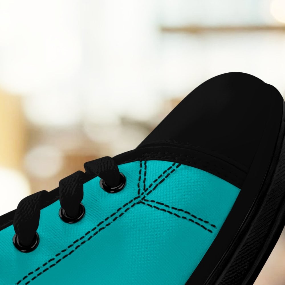 Black Low Top Shoes (Cyan) 4 Black Low Top Shoes (Cyan) - Image 4