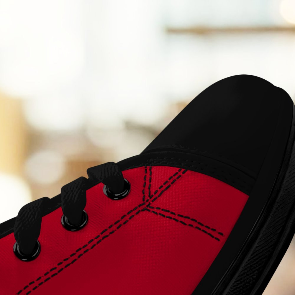 Black Low Top Shoes (Red) 4 Black Low Top Shoes (Red) - Image 4