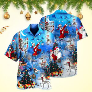 Christmas And Skull Merry Xmas Night Hawaiian Shirt Men's Hawaiian Shirts Xmas Gifts