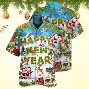 Christmas Happy New Year Snow Merry Christmas Hawaiian Shirt Gifts For Boyfriend
