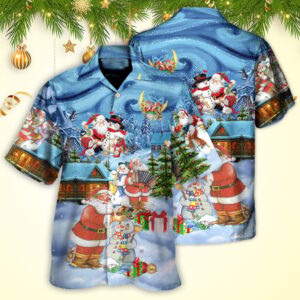 Christmas Santa And Snowman Best Friends Hawaiian Shirt Christmas Gifts For Friends
