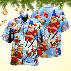 Christmas Skiing Santa Claus Hawaiian Shirt Last Minute Christmas Gifts