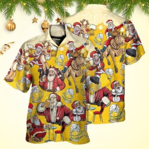 Beer Santa Funny Christmas Merry Xmas Hawaiian Shirt Christmas Hawaiian Shirt Men's