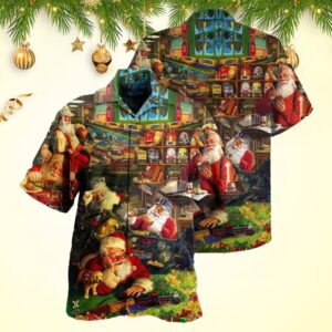Train Merry Xmas Santa Toys Train Factory Hawaiian Shirt Christmas Hawaiian Shirt Men's