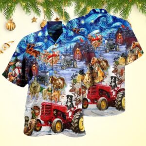 Farmers Night Before Christmas Short Hawaiian Shirt Vacation Aloha Shirt Best Hawaiian Shirts Hawaiian Shirts For Men