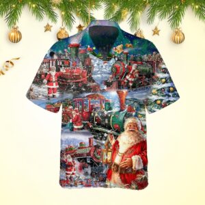 Train To Christmas Hawaiian Shirt Men's Christmas Gifts For Dad Husband